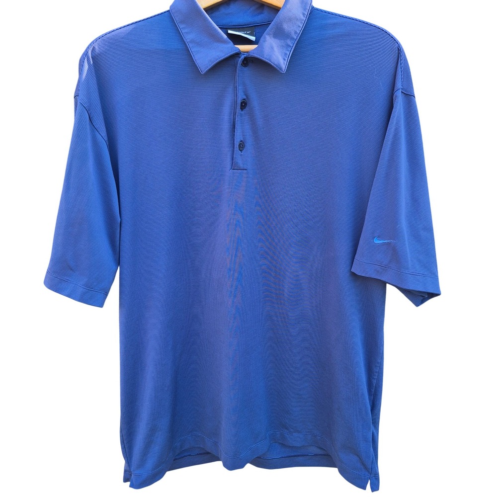 Nike Golf Polo Shirt Mens Large Blue Striped Fit Dry Performance Streetwear L